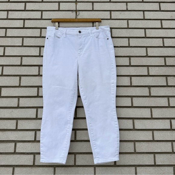 Talbots White High Waist Flawless Crop Jegging Jeans Size 14 Skinny Stretch - Picture 3 of 11